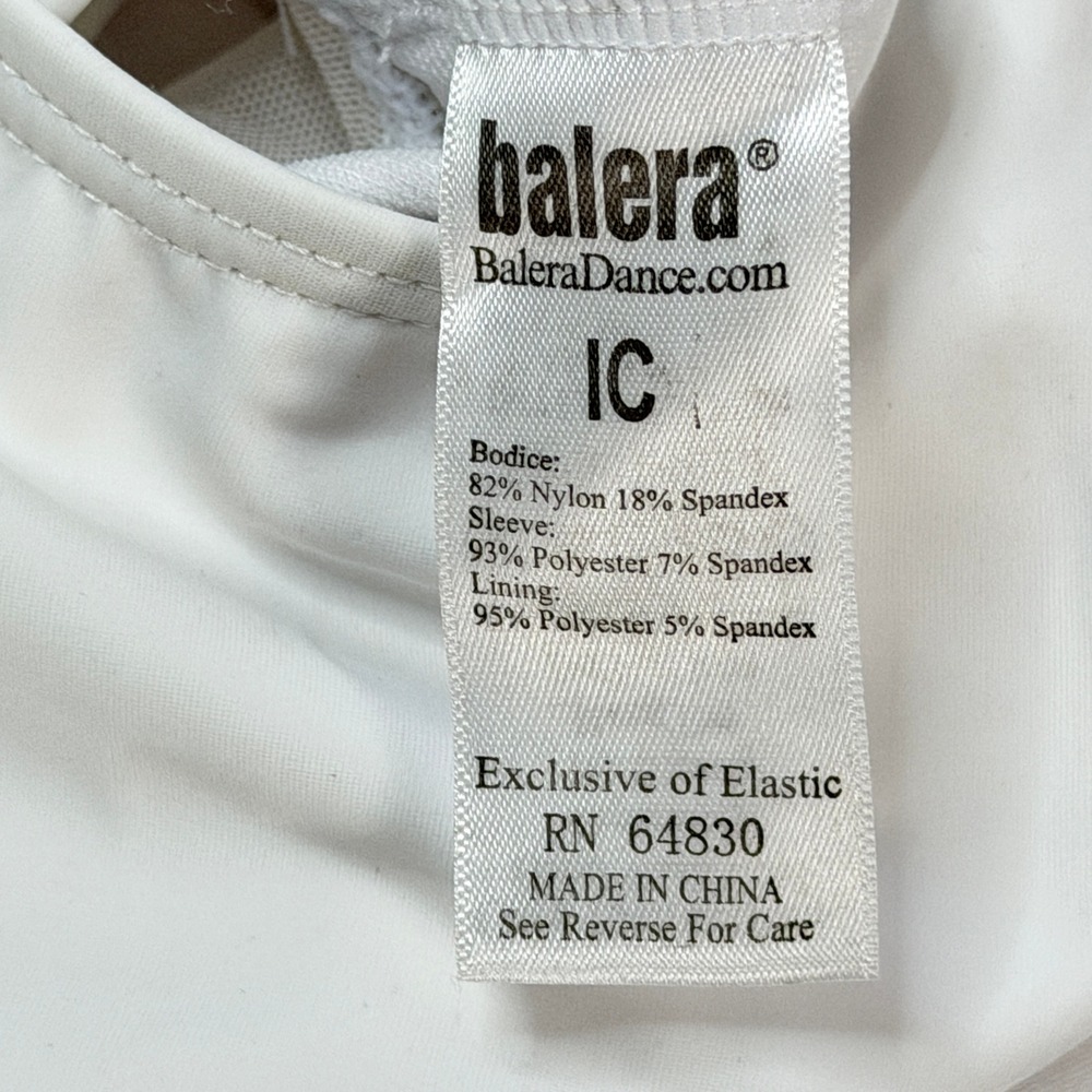 Balera‎ White Long Sleeve Mesh Double X-Back Dance Leotard IC Intermediate Child - Picture 6 of 9